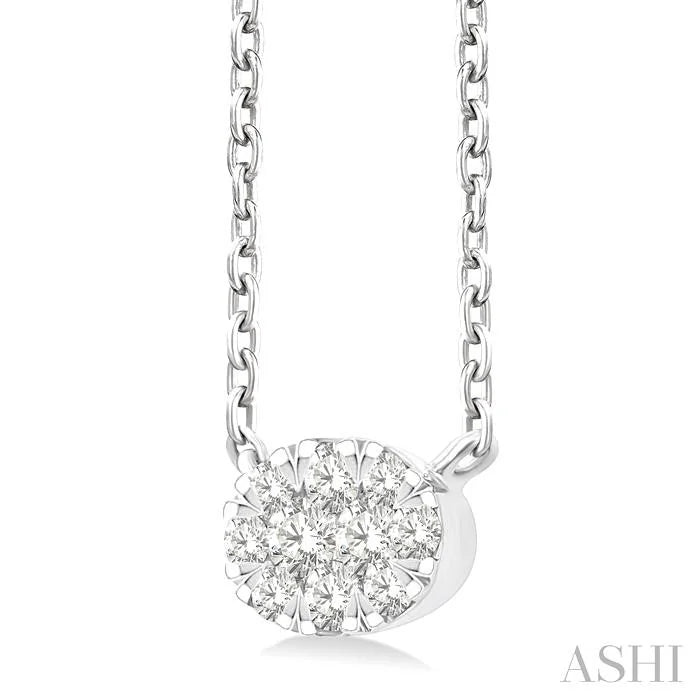 Oval Shape East-West Lovebright Petite Diamond Solitaire Pendant