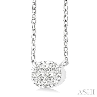 Oval Shape East-West Lovebright Petite Diamond Solitaire Pendant