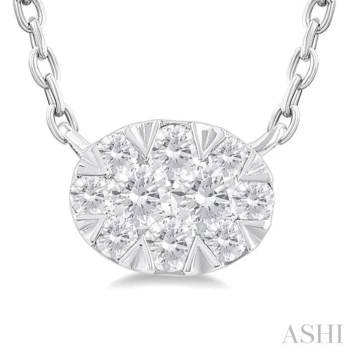 Oval Shape East-West Lovebright Petite Diamond Solitaire Pendant