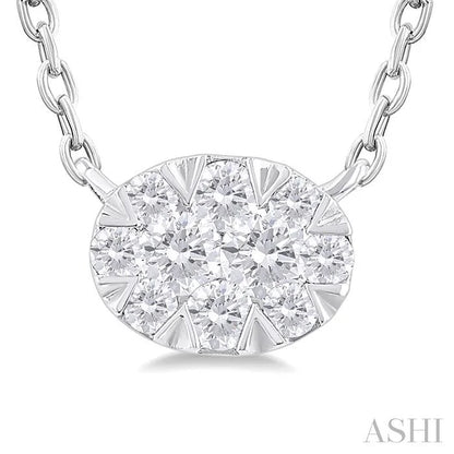 Oval Shape East-West Lovebright Petite Diamond Solitaire Pendant