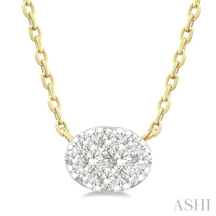 Oval Shape East-West Lovebright Petite Diamond Solitaire Pendant