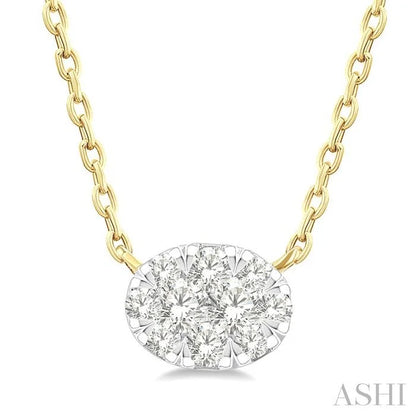 Oval Shape East-West Lovebright Petite Diamond Solitaire Pendant