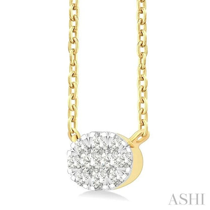 Oval Shape East-West Lovebright Petite Diamond Solitaire Pendant