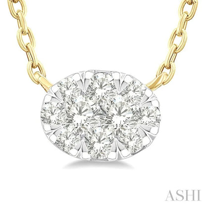 Oval Shape East-West Lovebright Petite Diamond Solitaire Pendant