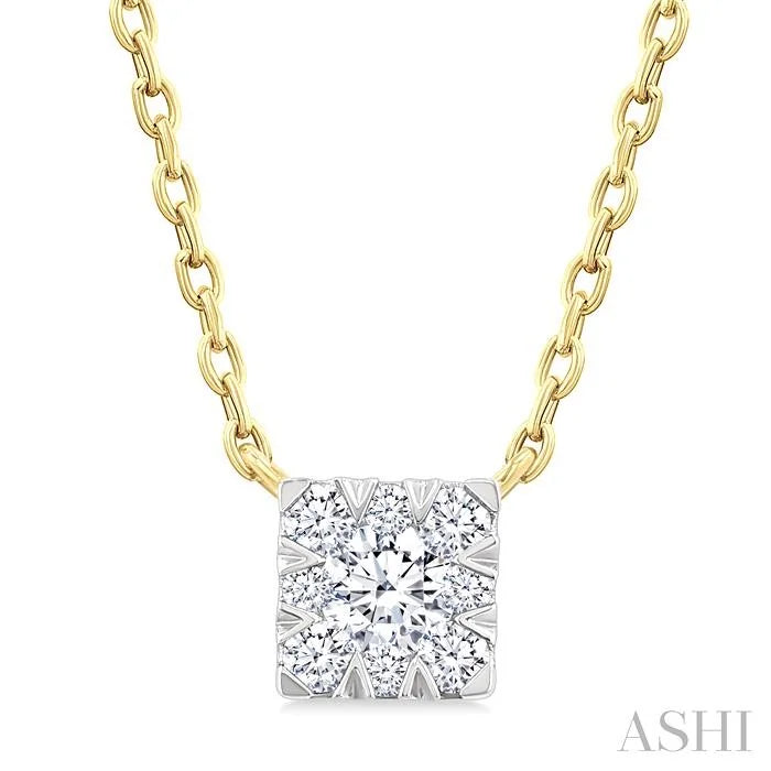 Princess Shape Lovebright Petite Diamond Solitaire Pendant