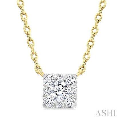 Princess Shape Lovebright Petite Diamond Solitaire Pendant