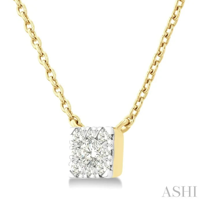 Princess Shape Lovebright Petite Diamond Solitaire Pendant