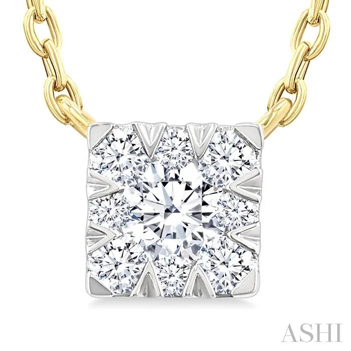 Princess Shape Lovebright Petite Diamond Solitaire Pendant