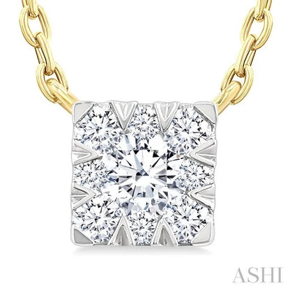 Princess Shape Lovebright Petite Diamond Solitaire Pendant
