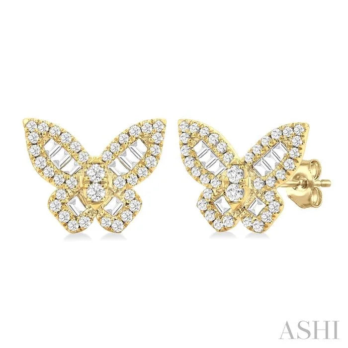 Butterfly Petite Baguette Diamond Fashion Earrings