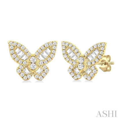 Butterfly Petite Baguette Diamond Fashion Earrings