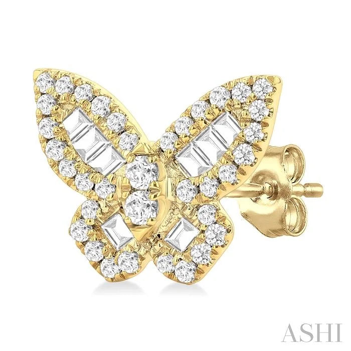 Butterfly Petite Baguette Diamond Fashion Earrings