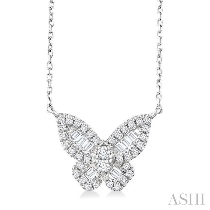 Butterfly Petite Baguette Diamond Fashion Pendant