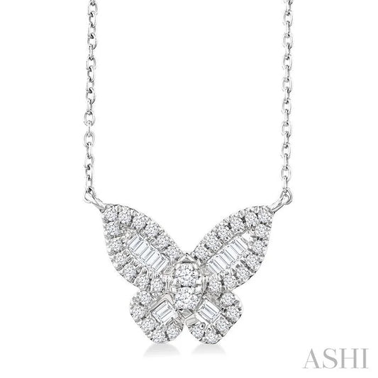 Butterfly Petite Baguette Diamond Fashion Pendant