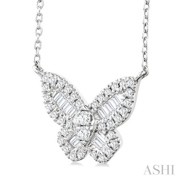 Butterfly Petite Baguette Diamond Fashion Pendant