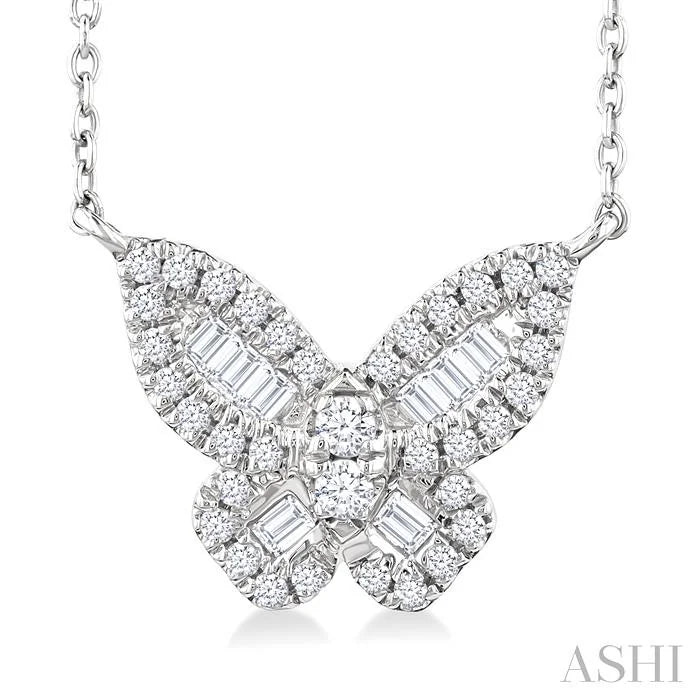 Butterfly Petite Baguette Diamond Fashion Pendant