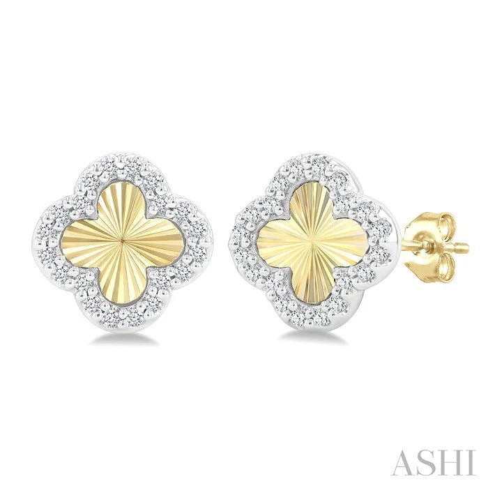 Clover Fluted Petite Diamond Fashion Earrings