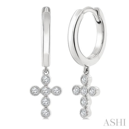 Cross Petite Diamond Huggie Fashion Earrings
