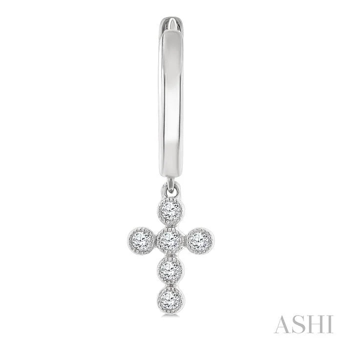 Cross Petite Diamond Huggie Fashion Earrings