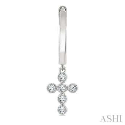 Cross Petite Diamond Huggie Fashion Earrings