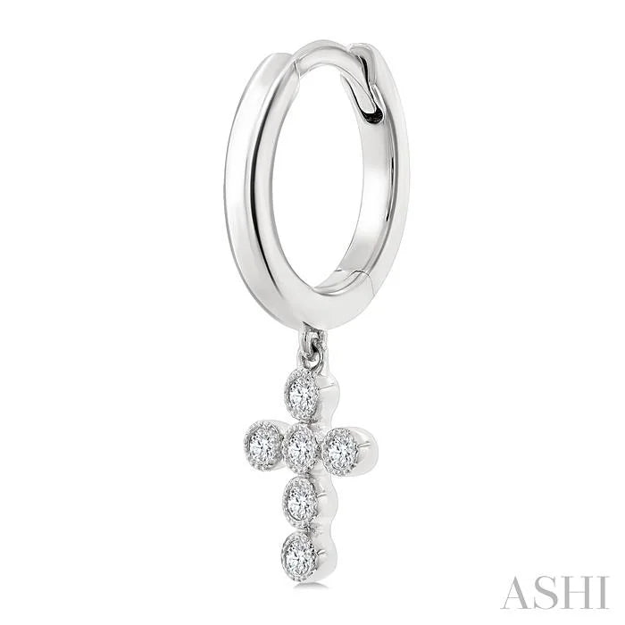 Cross Petite Diamond Huggie Fashion Earrings