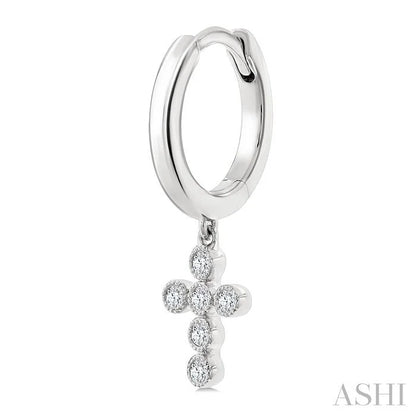 Cross Petite Diamond Huggie Fashion Earrings