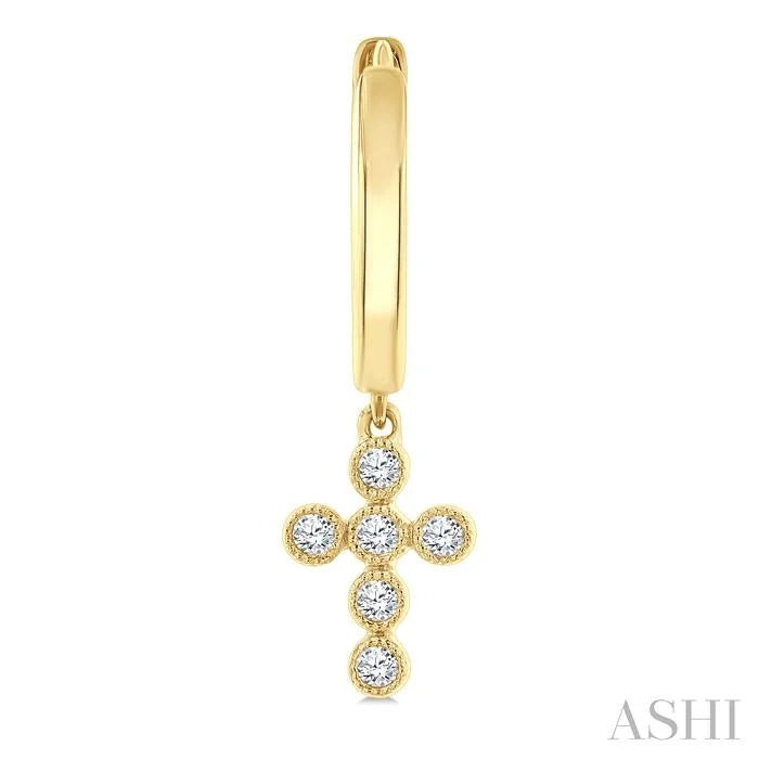 Cross Petite Diamond Huggie Fashion Earrings