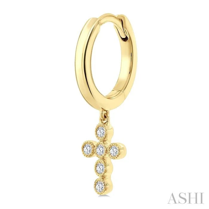 Cross Petite Diamond Huggie Fashion Earrings