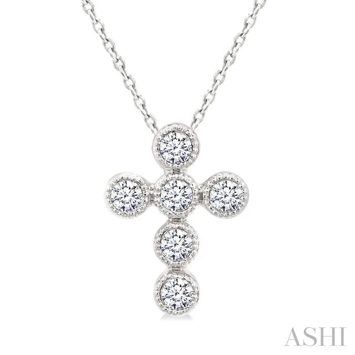 Cross Bezel Set Petite Diamond Fashion Pendant