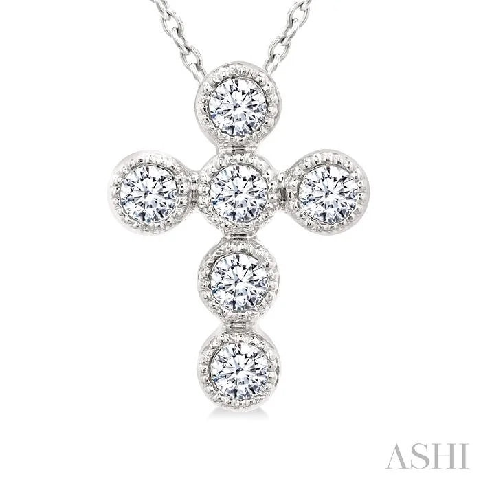 Cross Bezel Set Petite Diamond Fashion Pendant