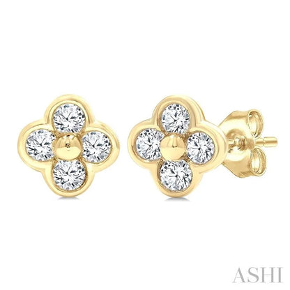 Clover Bezel Petite Diamond Fashion Earrings