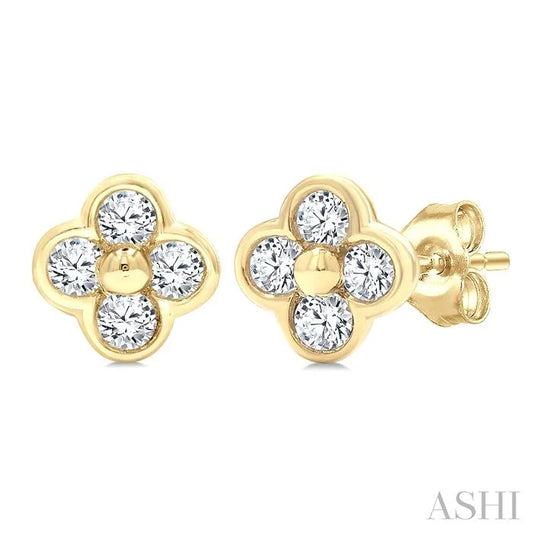Clover Bezel Petite Diamond Fashion Earrings