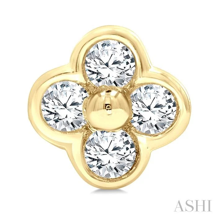 Clover Bezel Petite Diamond Fashion Earrings