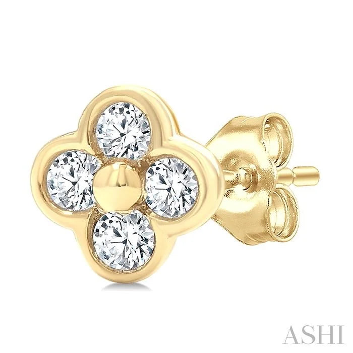 Clover Bezel Petite Diamond Fashion Earrings