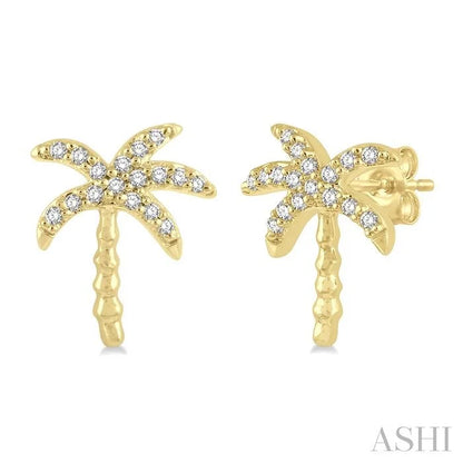 Palm Tree Petite Diamond Fashion Earrings