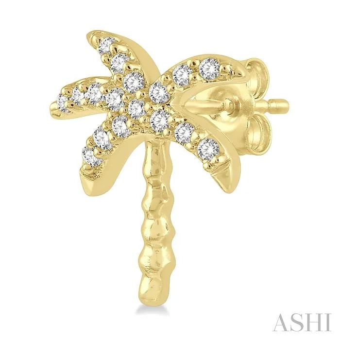 Palm Tree Petite Diamond Fashion Earrings