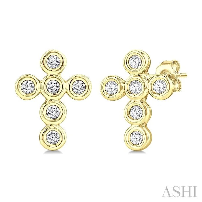 Cross Bezel Set Petite Diamond Fashion Earrings