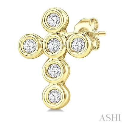 Cross Bezel Set Petite Diamond Fashion Earrings
