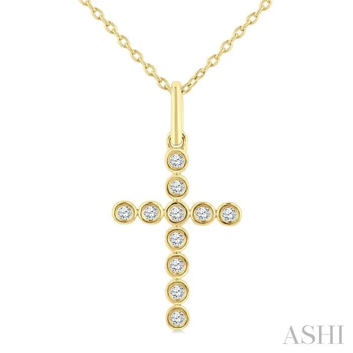 Cross Bezel Set Petite Diamond Fashion Pendant
