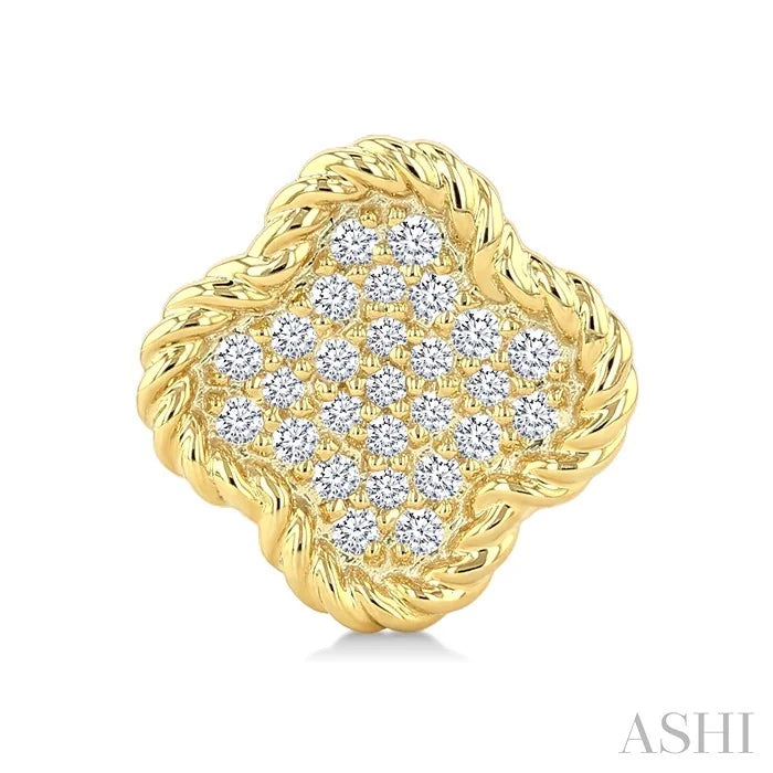 Pave-Set Clover Rope Diamond Fashion Earrings