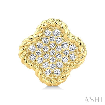 Pave-Set Clover Rope Diamond Fashion Earrings