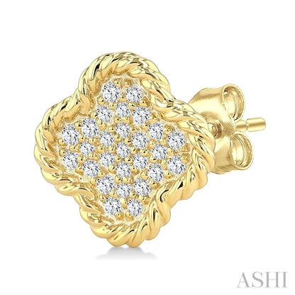 Pave-Set Clover Rope Diamond Fashion Earrings
