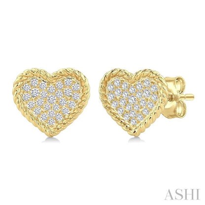 Pave-Set Heart Shape Rope Diamond Fashion Earrings