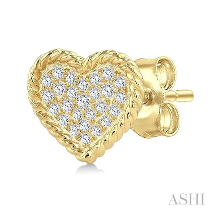 Pave-Set Heart Shape Rope Diamond Fashion Earrings