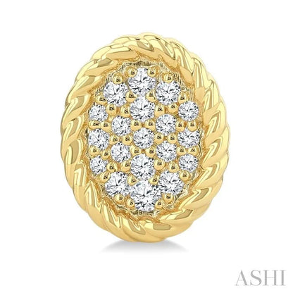 Pave-Set Oval Shape Rope Diamond Fashion Earrings