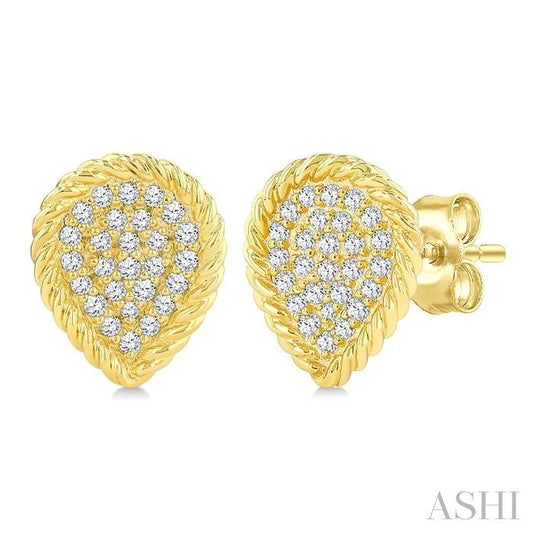 Pave-Set Pear Shape Rope Diamond Fashion Earrings