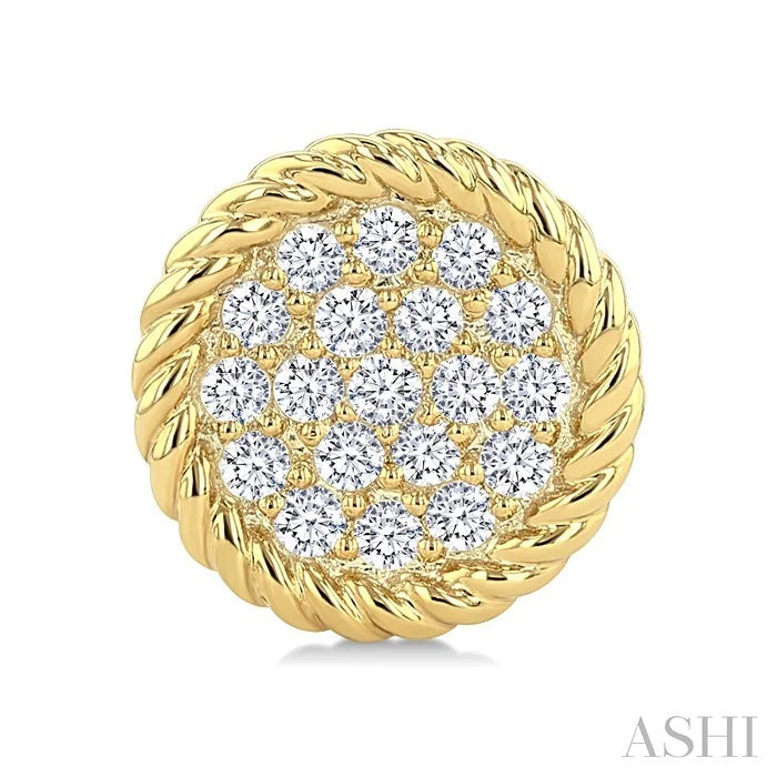 Pave-Set Round Shape Rope Diamond Fashion Earrings