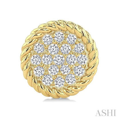 Pave-Set Round Shape Rope Diamond Fashion Earrings