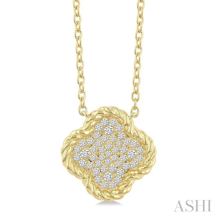 Pave-Set Clover Rope Diamond Fashion Pendant