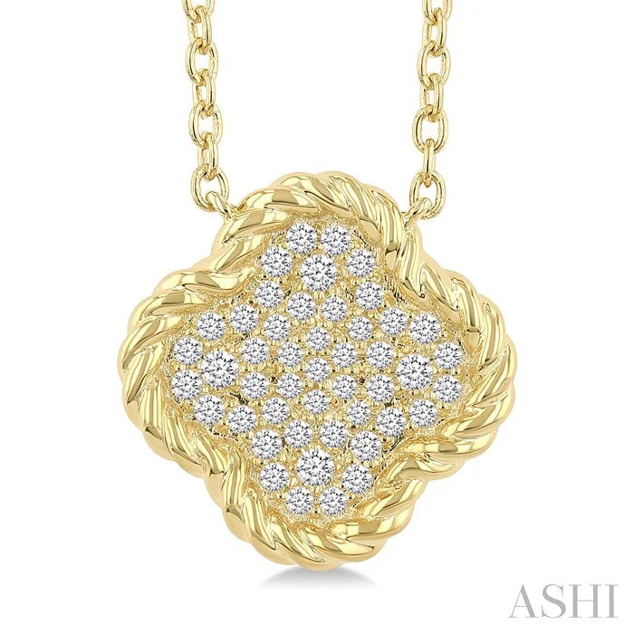 Pave-Set Clover Rope Diamond Fashion Pendant